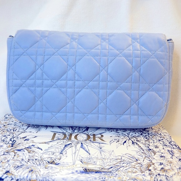 DIOR Crossbody Bag in Light Blue Cannage Lambskin Authentic Christian Dior - Picture 7 of 15